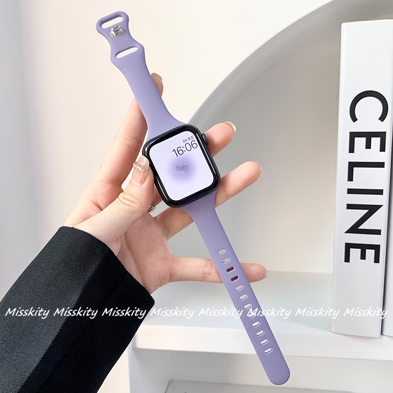 Dây Đeo Bằng Silicone Mềm Mỏng Cho iWatch Series 7 6 5 4 3 2 SE 45mm 41mm 44mm 38mm 42mm