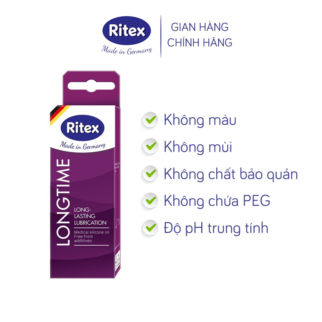 Gel bôi trơn Ritex Long time kéo dài thời gian, mát xa mượt mà tuýp 60ml