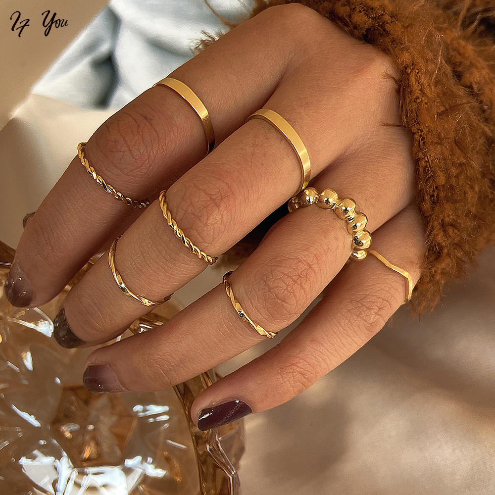 Set 8 nhẫn AY phong cách Hàn Quốc thời trang cá tính dành cho nữ