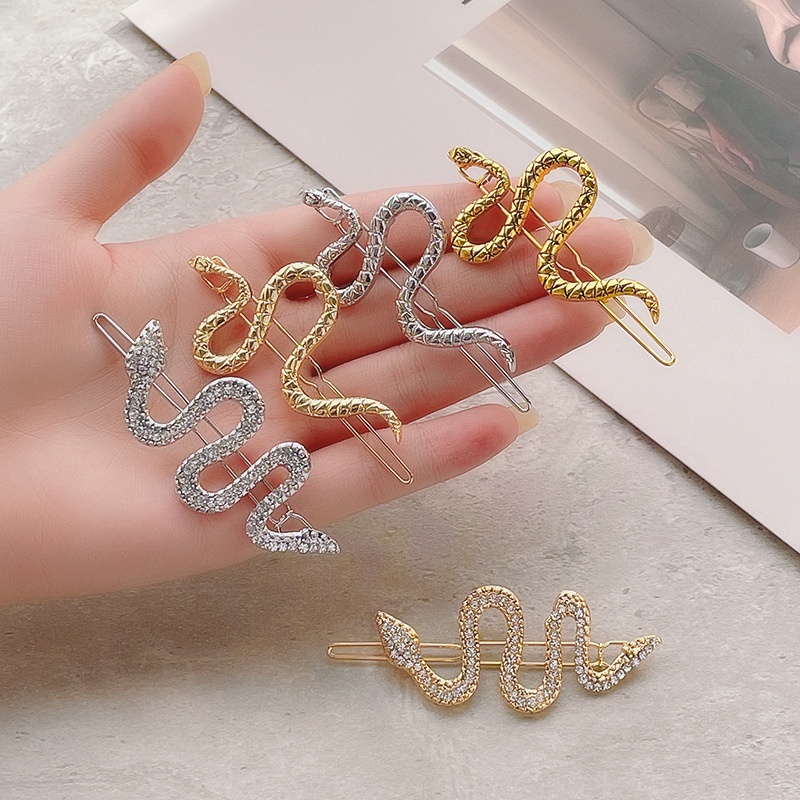 Kẹp tóc HAIMEIKANG bằng hợp kim hình rắn đính đá phong cách Âu Mỹ cổ điển cho nữ