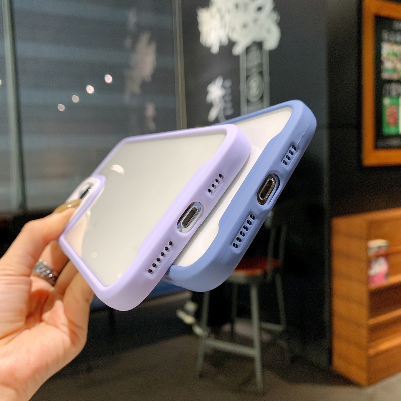 Ốp lưng chống sốc trong suốt có viền tương phản dành cho iPhone 13 12 11 Pro Max XS XR X 8 7 Plus + SE 2020 với lớp vỏ bảo vệ máy ảnh hoàn toàn