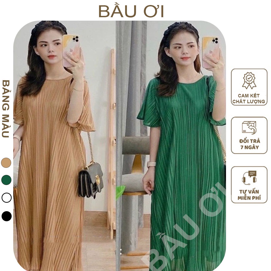 [BAUOI V34] VÁY BẦU XẾP LY SUÔNG DÀI XINH XẮN - ĐẦM BẦU CÔNG SỞ ĐẸP, ĐI CHƠI ĐI LÀM ĐỀU ĐƯỢC
