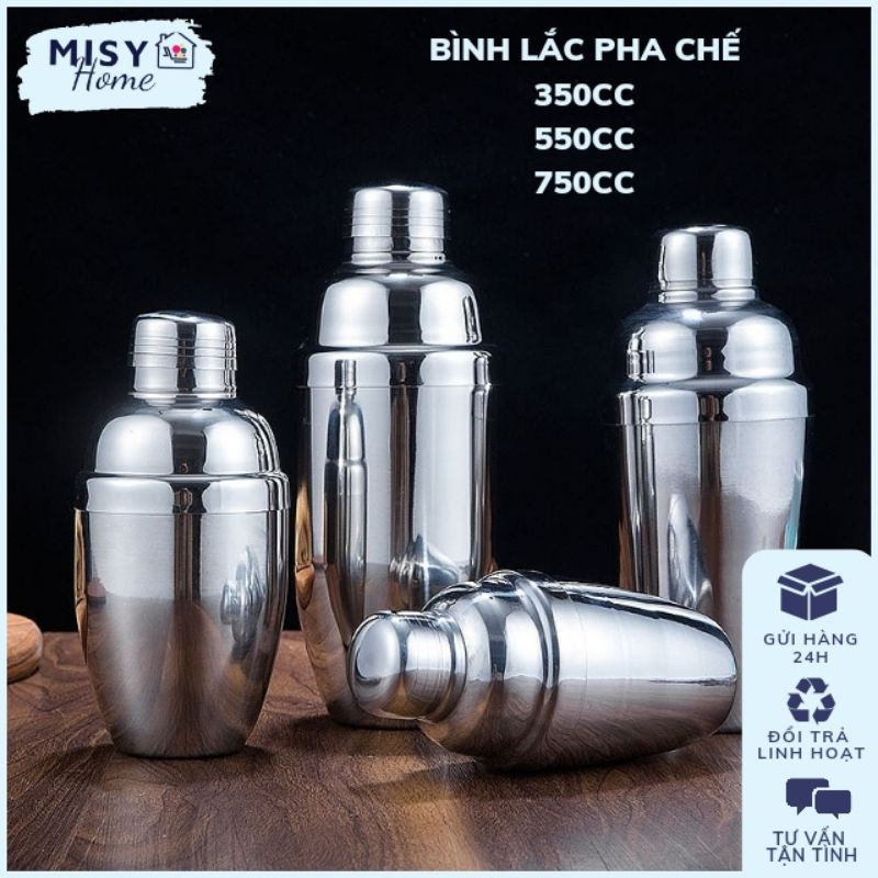 Bình lắc pha chế INOX 304 cao cấp Shaker pha chế rượu Cocktail trà sữa bột dinh dưỡng tập gym 350 550 750ml