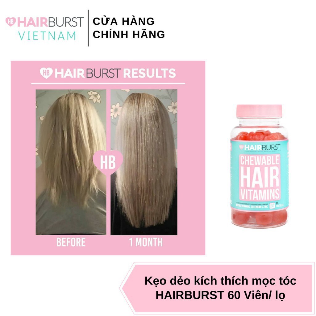 Kẹo HAIRBURST Chewable Hair Vitamins - Viên nhai Hairburst Vitamins kích thích mọc tóc 60 viên