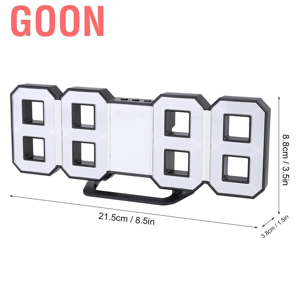 GOON Đồng Hồ Led Điện Tử 3d Treo Tường Có Vỏ Đen