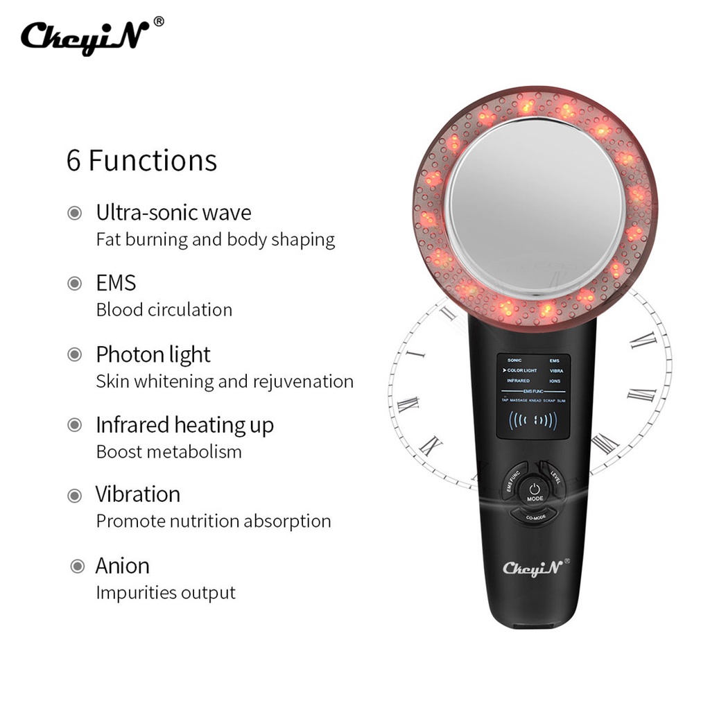 Máy mát xa đốt cháy mỡ thừa EMS CKEYIN có đèn led 6 màu sắc chăm sóc sức khỏe tiện dụng