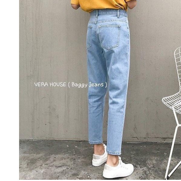 QUẦN baggyJEAN NỮ xanh nhạt dài 027J