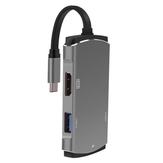 Cáp chuyển USB type C to HDMI + USB 3.0 + usb type C, Macbook sang HDMI, usb (Bạc)