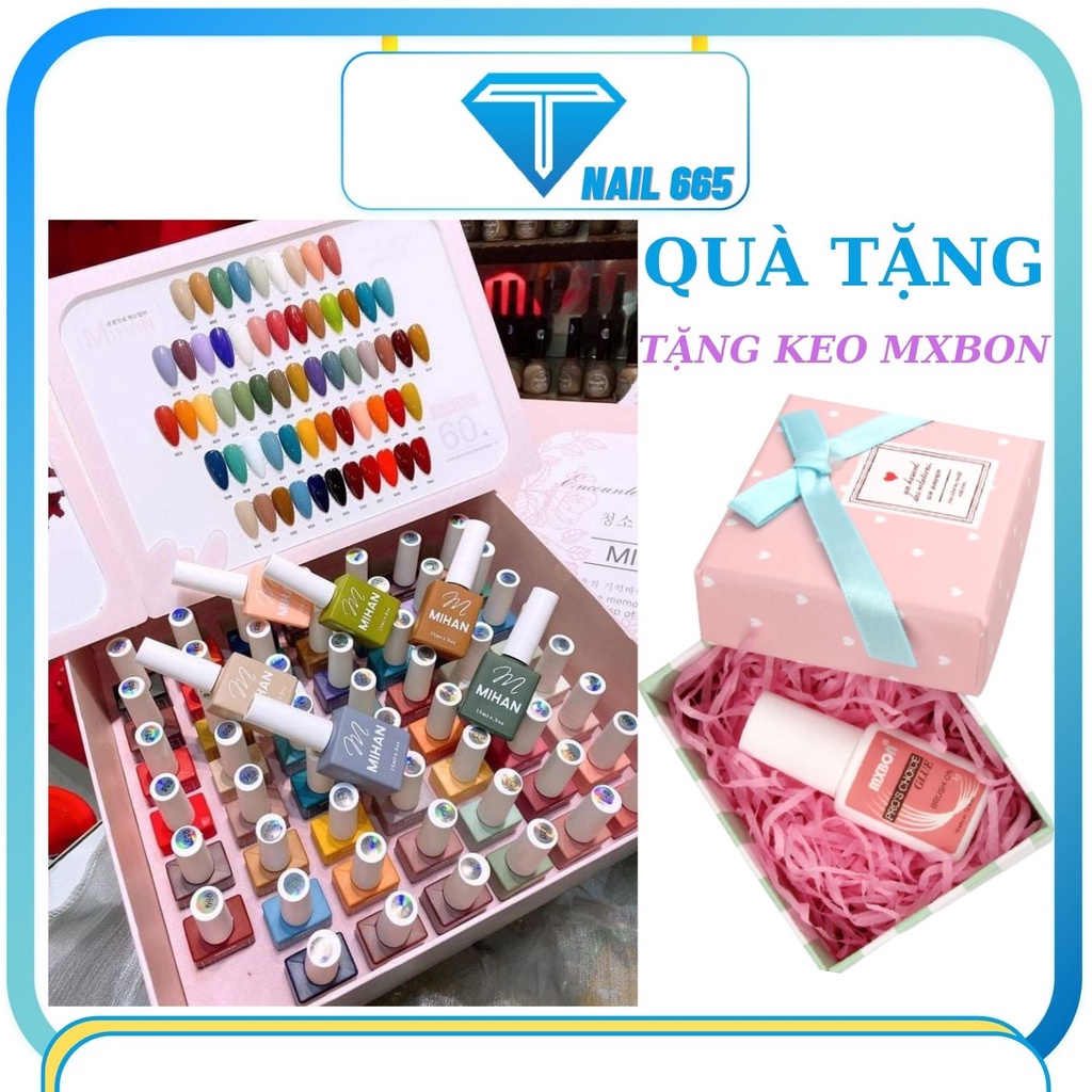 Sơn gel MIHAN sét 60 màu  bóng đẹp , Sơn móng tay , tặng bảng màu tặng keo MIXBON