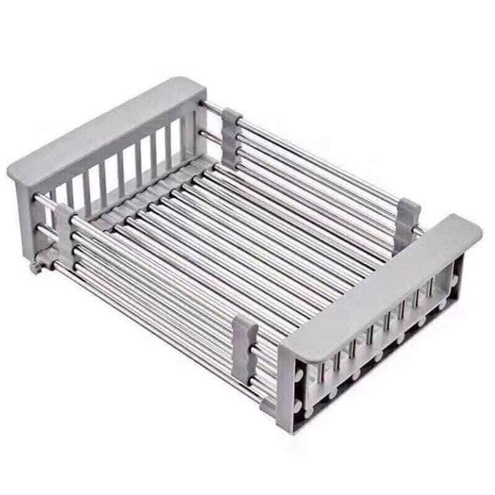 Kệ Khay Inox Gác Bồn Rửa Chén Bát Đa Năng Kéo Dãn Linh Hoạt