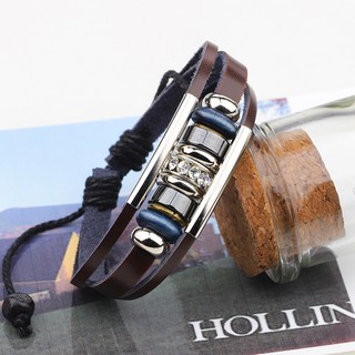 Vòng tay da handmade đính hạt - PK46