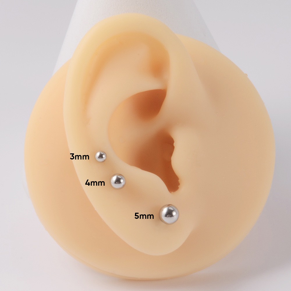 Khuyên Tai Bông Tai Nam Nữ Xỏ Cơ Bản 2 Đầu Bi Thép Titan Không Gỉ