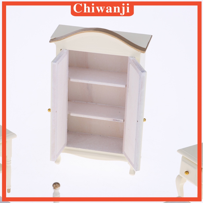 Bộ 6 Đồ Nội Thất Phòng Ngủ Bằng Gỗ Màu Trắng Tỉ Lệ 1: 12 Dùng Trang Trí Nhà Búp Bê