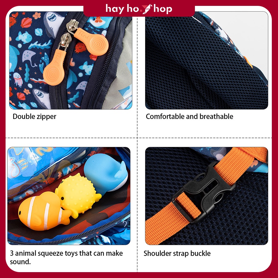 Balo mẫu giáo lớp 1 hình thú đại dương siêu nhẹ cao cấp thời trang cho bé