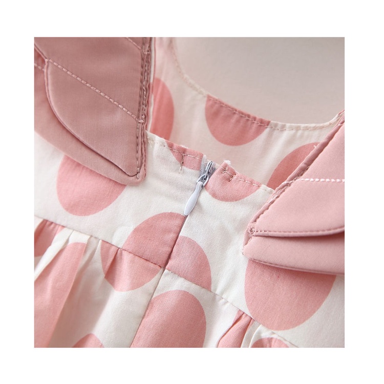 Đầm công chúa không tay họa tiết chấm bi+nón dễ thương cho bé gái