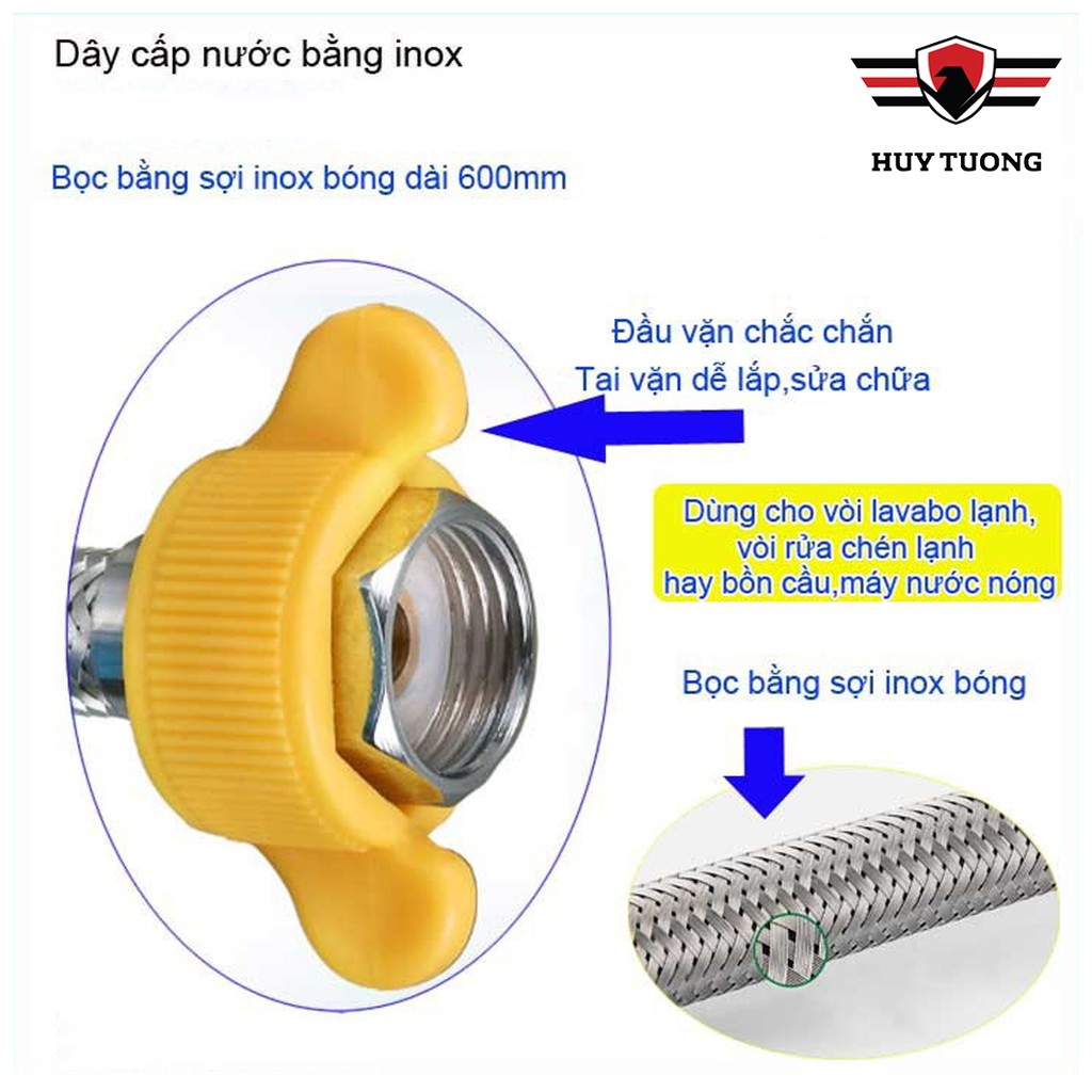 Dây cấp nước nóng lạnh  FREE SHIP  máy nước nóng, vòi rửa bát, bồn lavabo, bồn cầu hoặc bồn nóng lạnh - Huy Tưởng