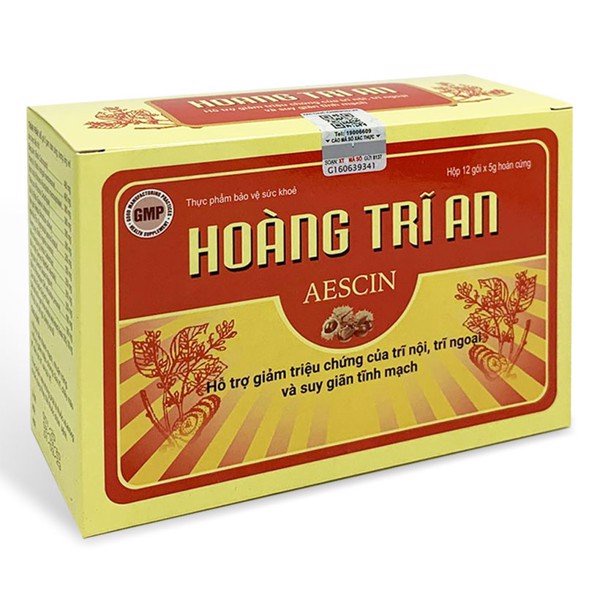 HOÀNG TRĨ AN, hỗ trợ giảm triệu chứng của trĩ nội, trĩ ngoại, suy giãn tĩnh mạch, hỗ trợ bền thành mạch, nhuận tràng