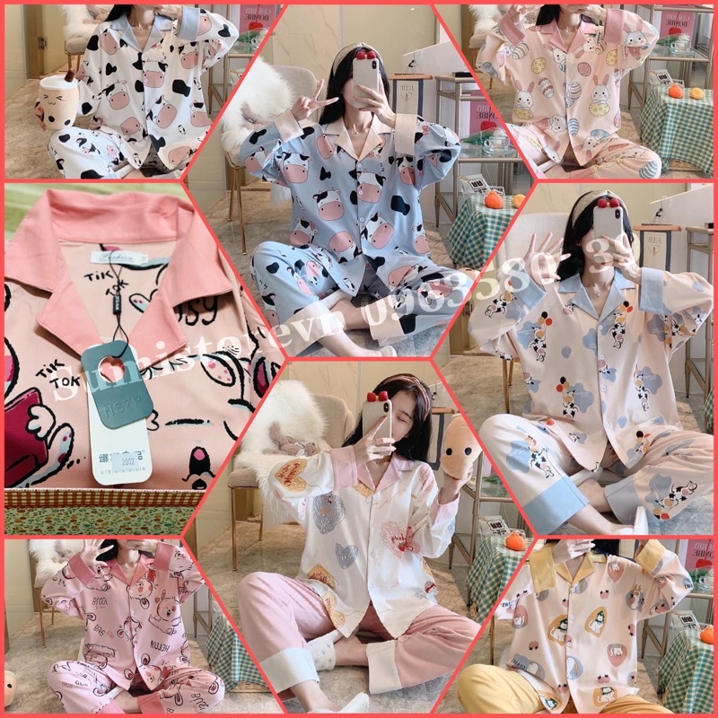 Đồ bộ dài tay, đồ mặc ở nhà thiết kế Quảng Châu, pijama cao cấp thiết kế hoạt hình dễ thương.