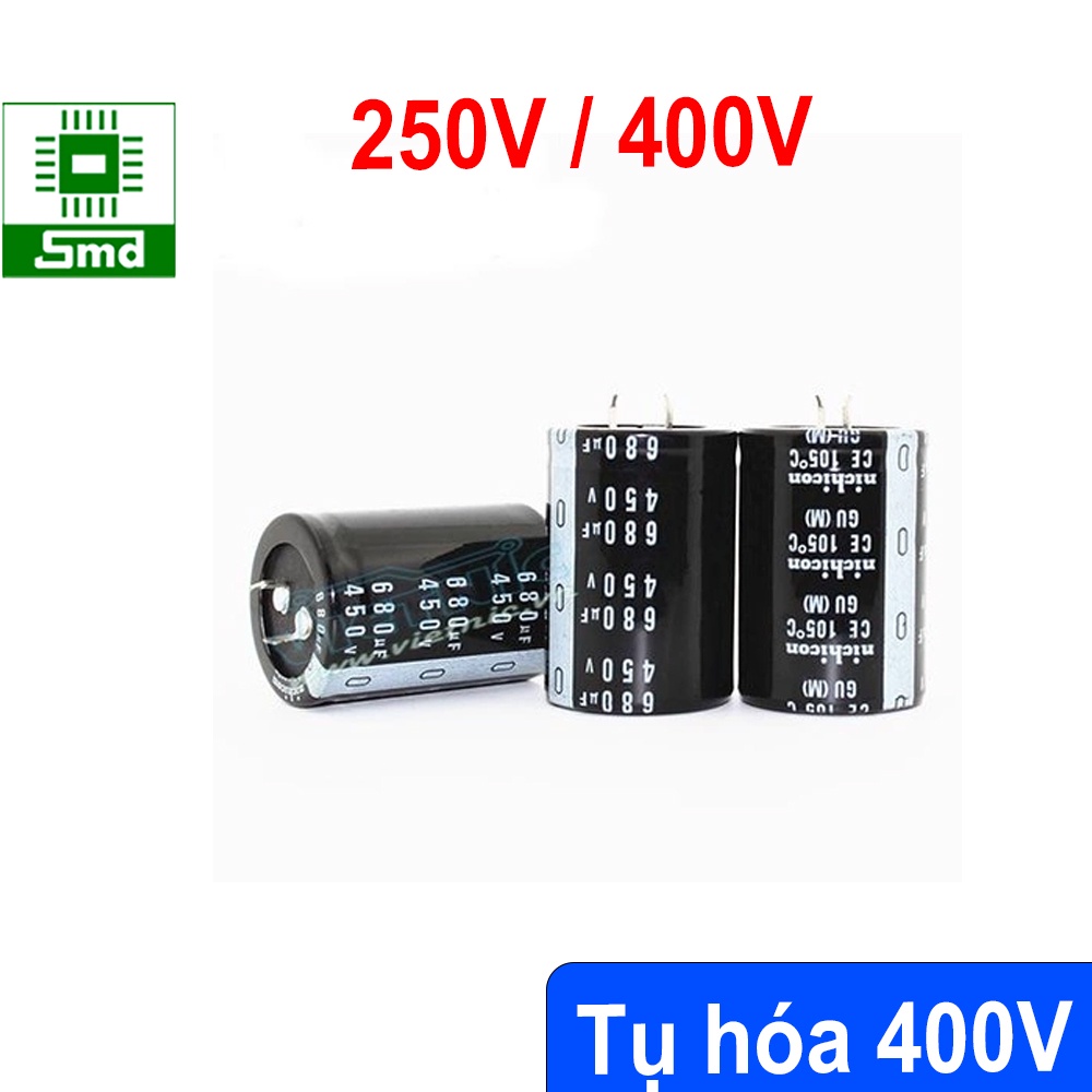 Tụ hóa 250V 400V các giá trị, Tụ phân cực lọc nguồn Chongx 1uf 10uf 47uf 100uf 220uf 470uf linh kiện điện tử SMD
