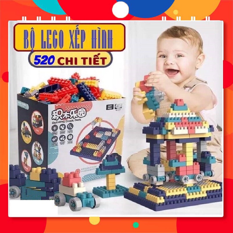 Bộ Lego 520 Chi Tiết Ghép Hình Siêu Trí Tuệ Sáng Tạo Cho Bé Nhựa ABS
