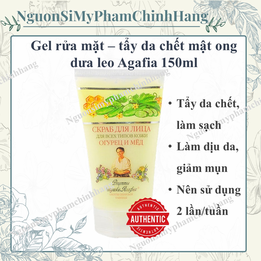 Sửa rửa mặt tẩy da chết bà già nga chiết xuất mật ong dưa chuột