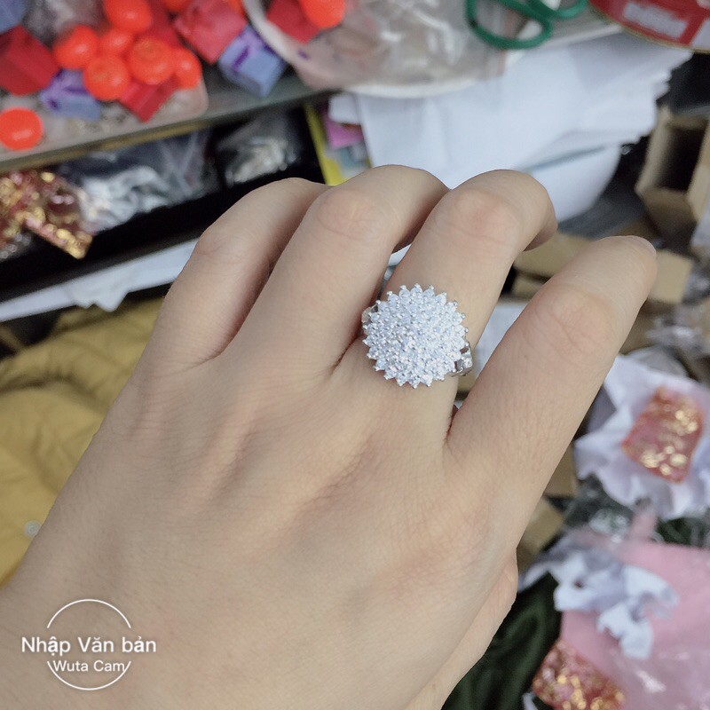 Nhẫn tháp đính full đá siêu đẹp đeo ôm tay bạc chuẩn NGỌC MẬU