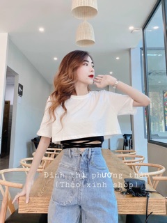 Sét áo cặp dây dài ❤️ sét croptop dây eo 2020