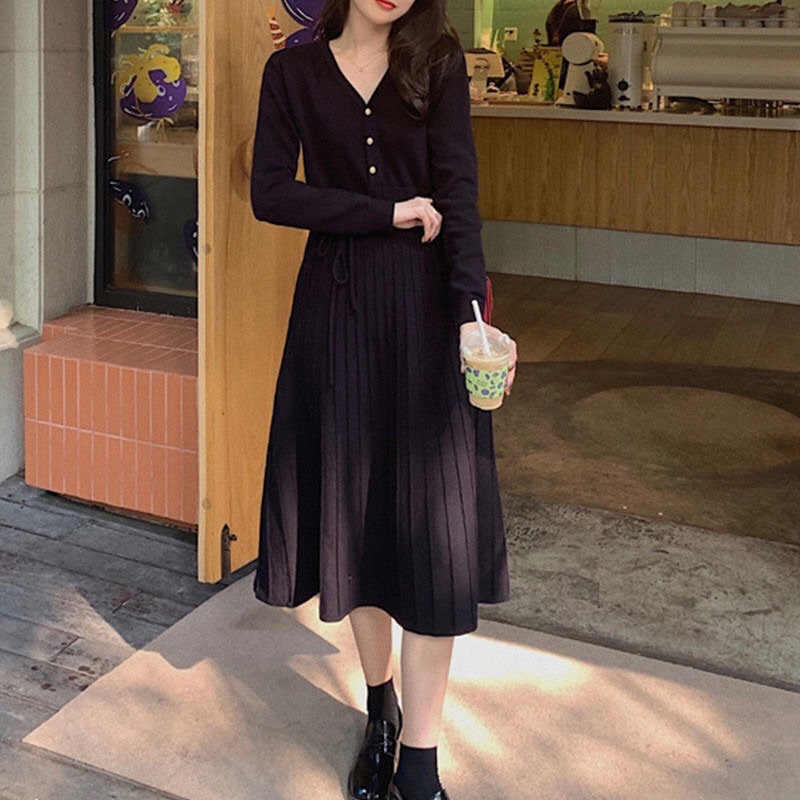 Váy len nữ vintage kiểu Pháp hàng đẹp(Order)-Sẵn S Đỏ | BigBuy360 - bigbuy360.vn