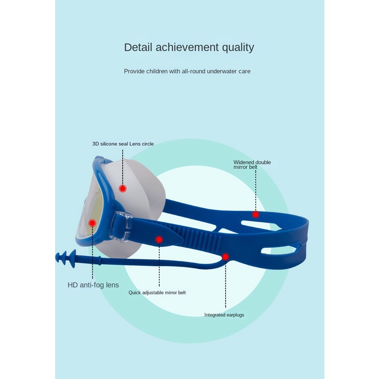 Kính bơi lội LEMONKID gọng lớn HD chống bám hơi nước chống thấm nước dành cho bé trai và bé gái