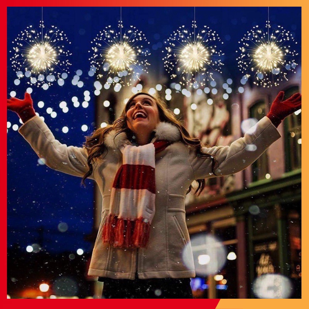 ĐÈN LED PHÁO HOA TRANG TRÍ TẾT NOEL DÙNG PIN MÀU VÀNG