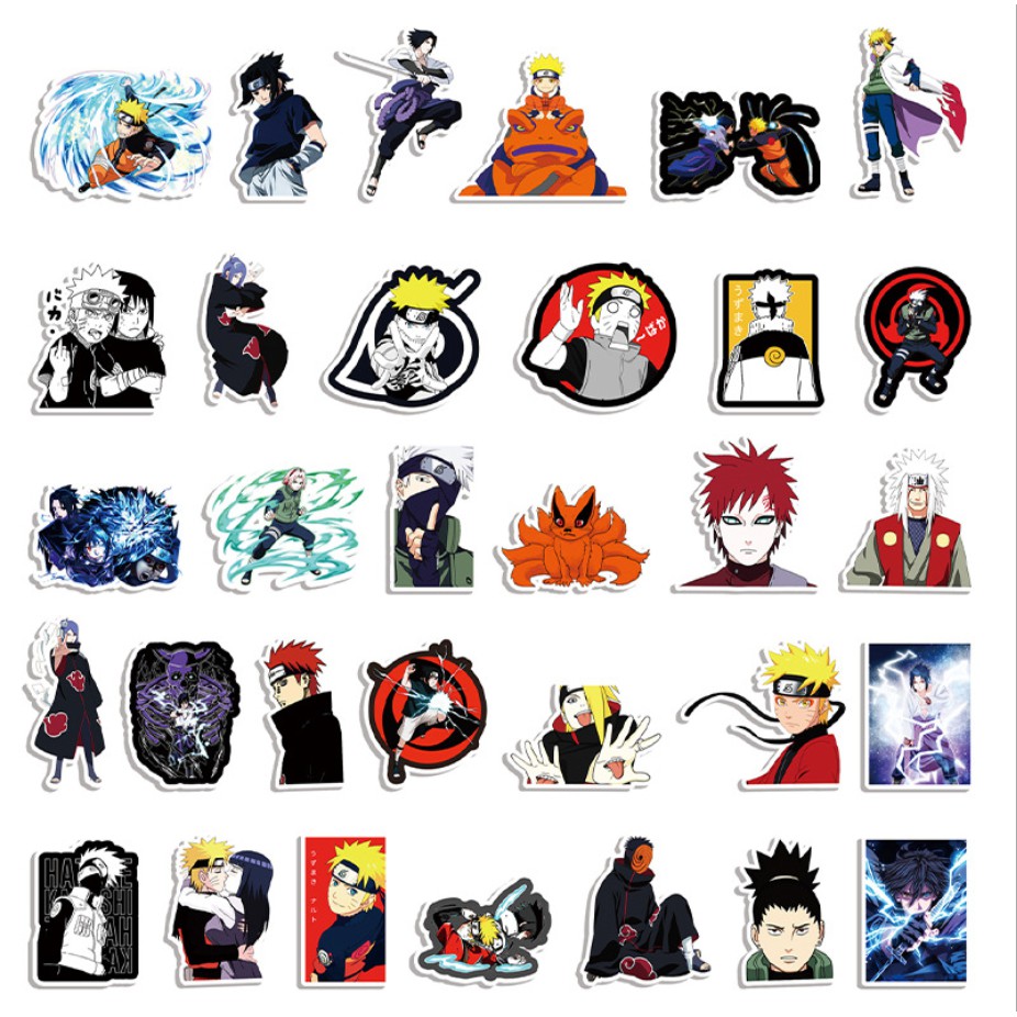 [Set 54 Cái] Sticker Anime Naruto dán trang trí laptop, mũ nón bảo hiểm, vali, xe tay ga, ván trượt