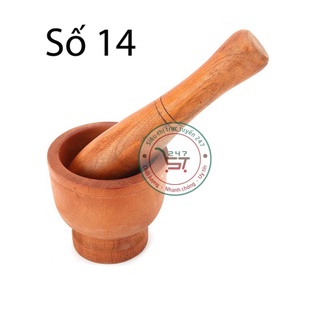 Cối và chày số 14 bằng gỗ bền đẹp dùng giã tiêu và các loại gia vị nhanh chóng tiện lợi