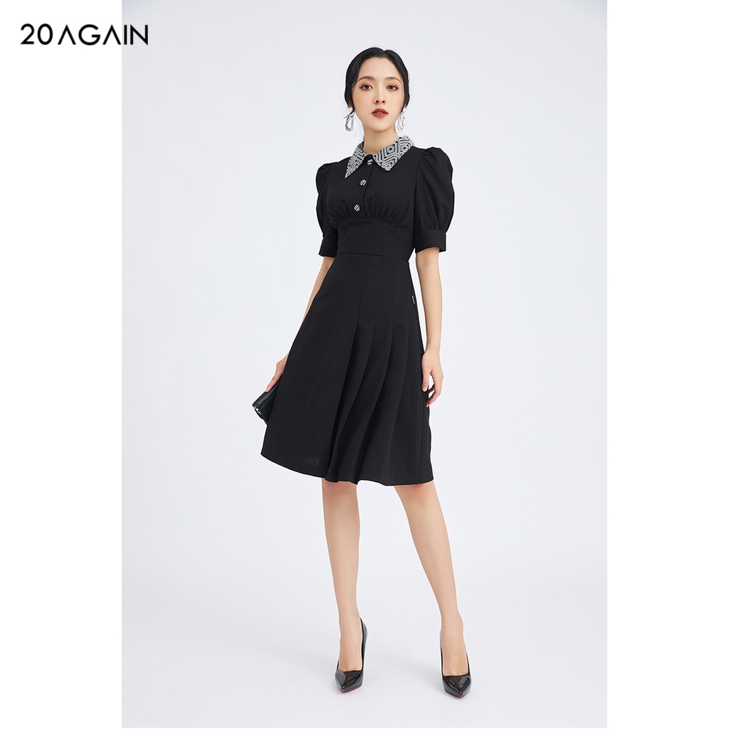 Đầm váy nữ công sở 20AGAIN đủ màu, đủ size, thiết kế dài tay phối cổ DEA1091 | BigBuy360 - bigbuy360.vn