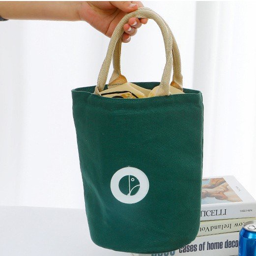 Túi vải đựng cơm tròn cao cấp Mầm Đậu, lót nhôm dày, giữ nhiêt 2-4h