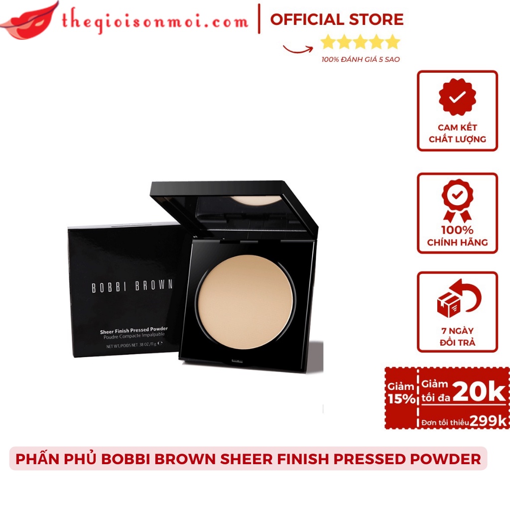 Phấn phủ Bobbi Brown Sheer Finish Pressed Powder Dạng Nén Mềm Mịn Kiềm Dầu Và Lâu Trôi 11g