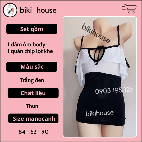 CẮT MẪU / Váy ngủ ôm body tôn dáng khoét ngực sexy gợi cảm đầm cosplay thư ký 2 dây tặng chip lọt khe quyến rũ N713
