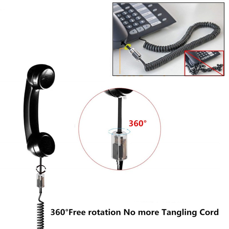 Dây Cáp Điện Thoại RJ9 4P4C RJ11 Quay 360 Độ° Dây Cáp Sạc Truyền Dữ Liệu Chuyên Dụng