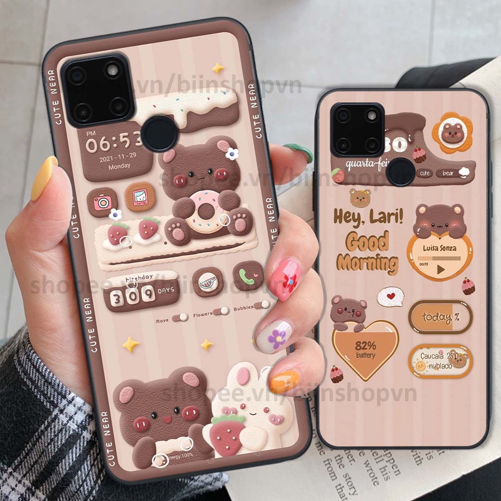 Ốp Realme C20 / C21Y in 3D icon gấu nổi siêu xinh, siêu đáng yêu, cá tính phong cách