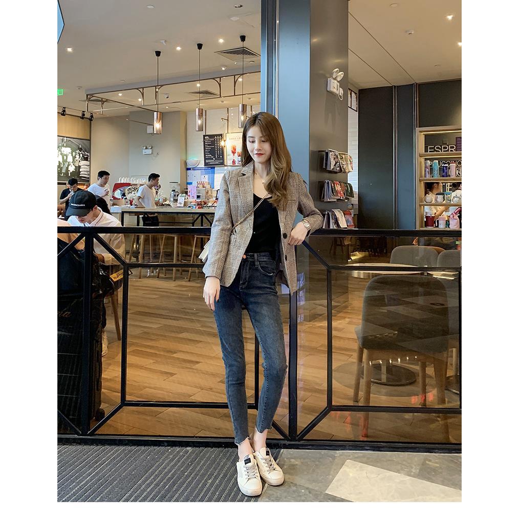 Set 500 Áo Khoác Vest Kẻ Sọc Caro Phong Cách Hàn Quốc Thanh Lịch Cho Nữ | BigBuy360 - bigbuy360.vn