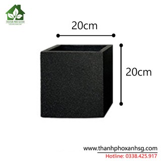 Chậu đá mài vuông 20cm đen