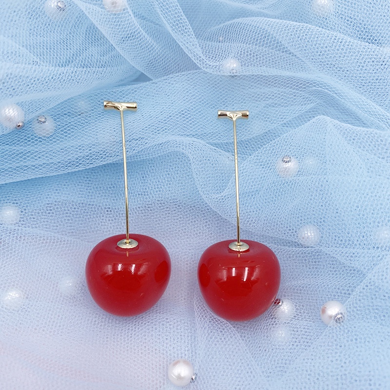1 Đôi Bông Tai Hình Quả Cherry Đính Đá Phong Cách Hàn Quốc Cổ Điển Thanh Lịch Dành Cho Nữ