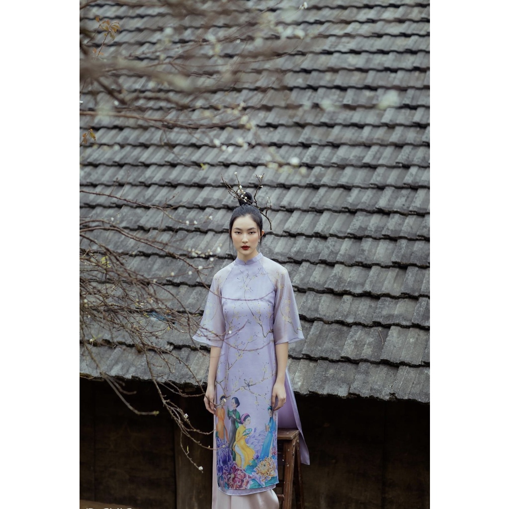 ÁO DÀI TƠ VOAN 2 LỚP HỌA TIẾT MÙA XUÂN HOT TẾT 2022