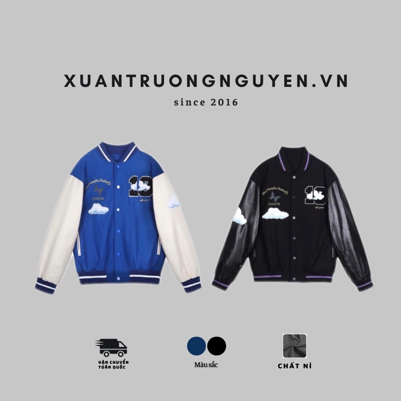 Áo khoác bomber varsity jacket nam nữ Cloud thêu số 19 mới 2021