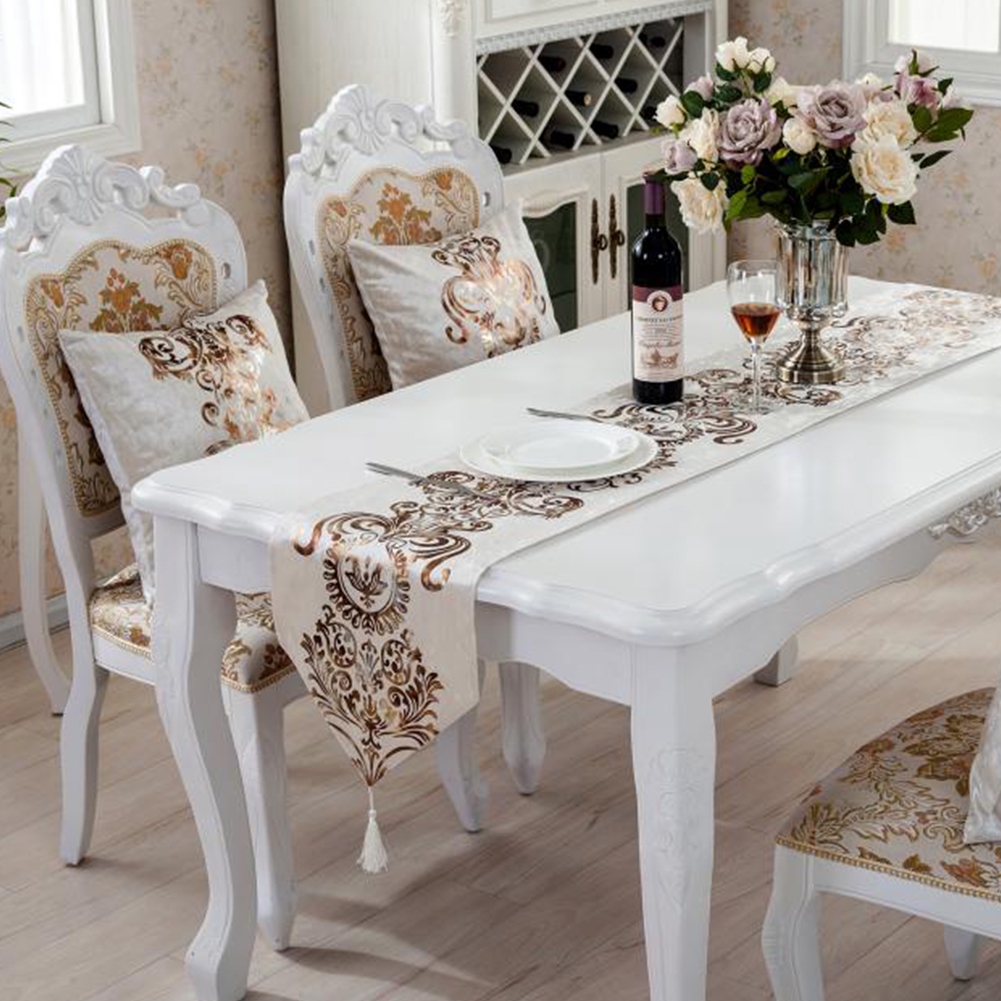 Modern Floral Home Hot Stamping Luxury European Style Cloth Classic Table Runner