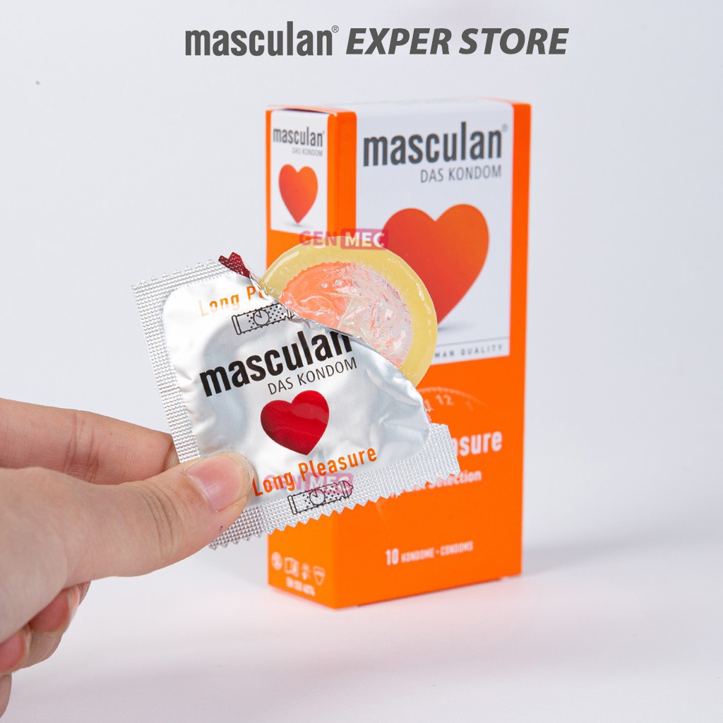 Bao cao su Masculan Long Pleasure, bcs siêu mỏng có gân và chấm hạt kéo dài thời gian