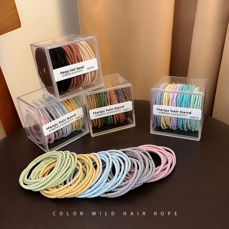 Set 50 dây thun cột tóc nhiều màu sắc
