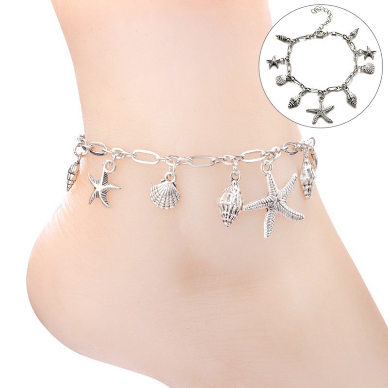 Vòng Đeo Chân Bằng Thép Không Gỉ Hình Vỏ Sò Sao Biển Dành Cho Nữ