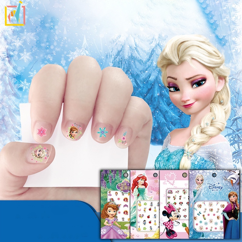 Miếng Dán Móng Tay Trang Điểm Hình Công Chúa Disney Disney Mickey Minnie Cho Bé Gái ZOEXH