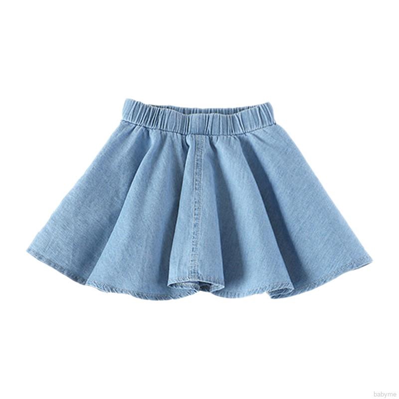Set Áo Sơ Mi Denim Ngắn Tay + Chân Váy Xòe Dễ Thương Cho Bé Gái