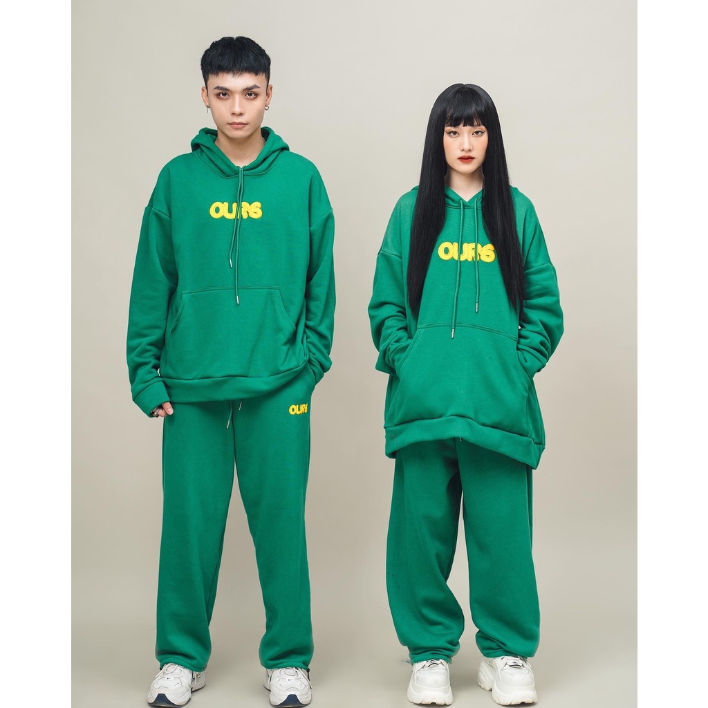 Set quần áo AntiCovid Ours Hoodie màu xanh